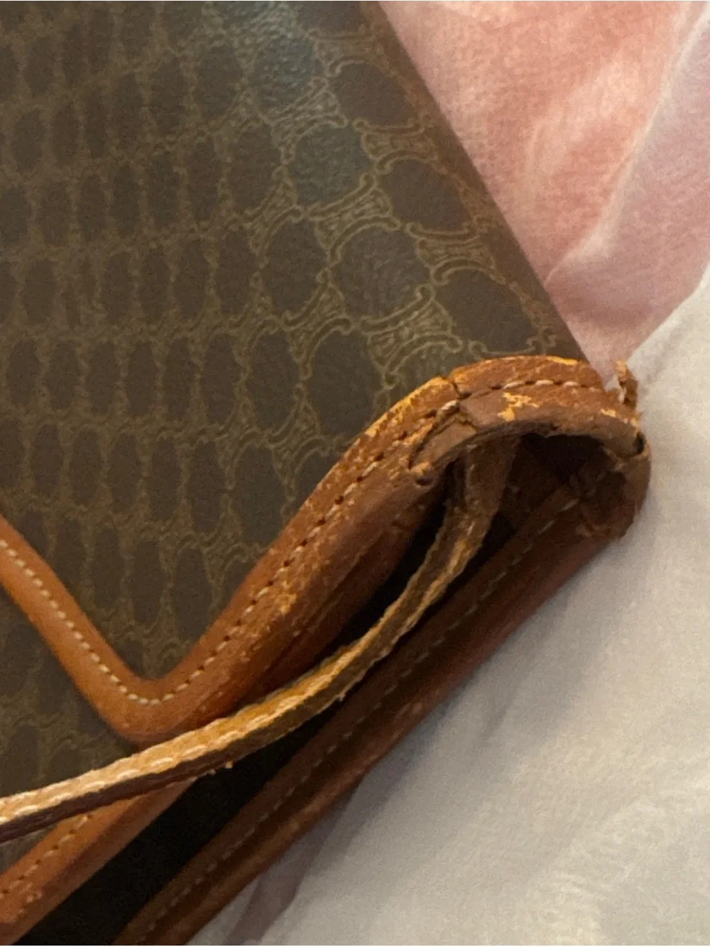 CELINE Brown Monogram Envelope Messenger with Tan Trim